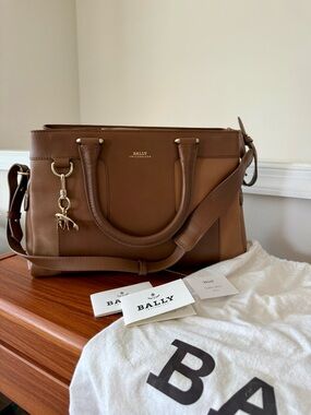 Bally Brown Leather Satchel Bag tote - Classic Structured Carryall
